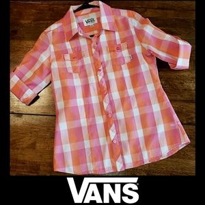 Vans Collared Plaid Button Down Top
